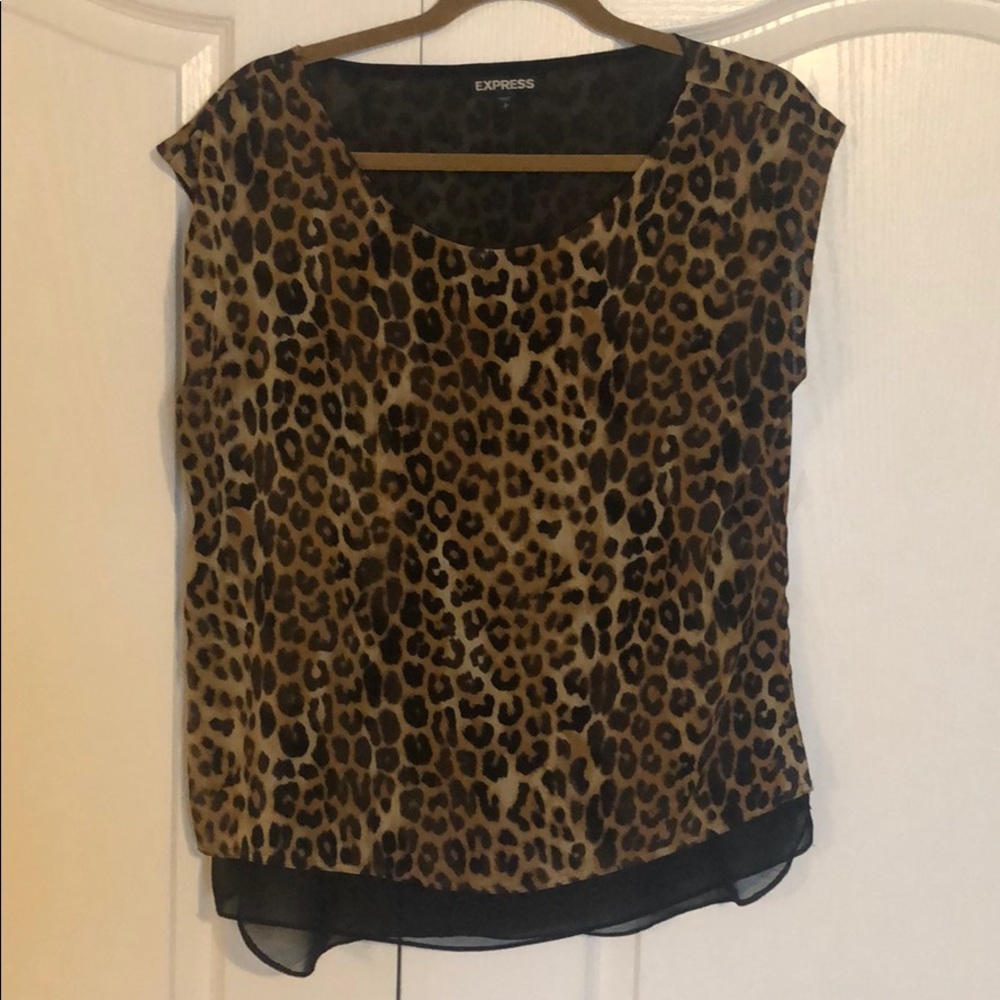 Express leopard chiffon top